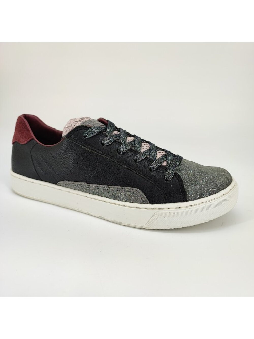 Skechers Street Mix Women's Size 8.5 US Sneakers Leather Black 73622 BKMT